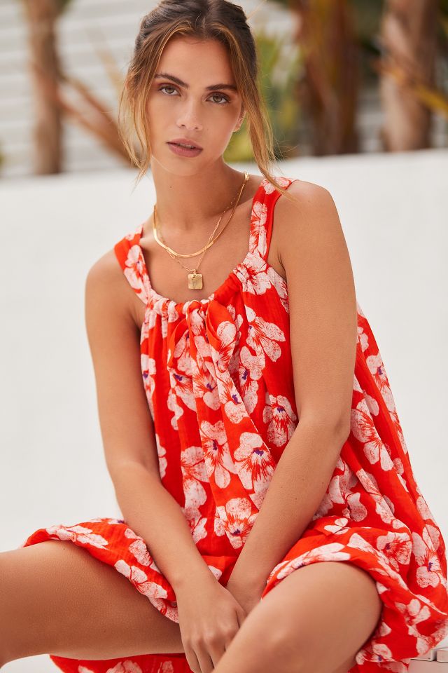 By Anthropologie Tiered Gauze Bubble-Hem Mini Dress