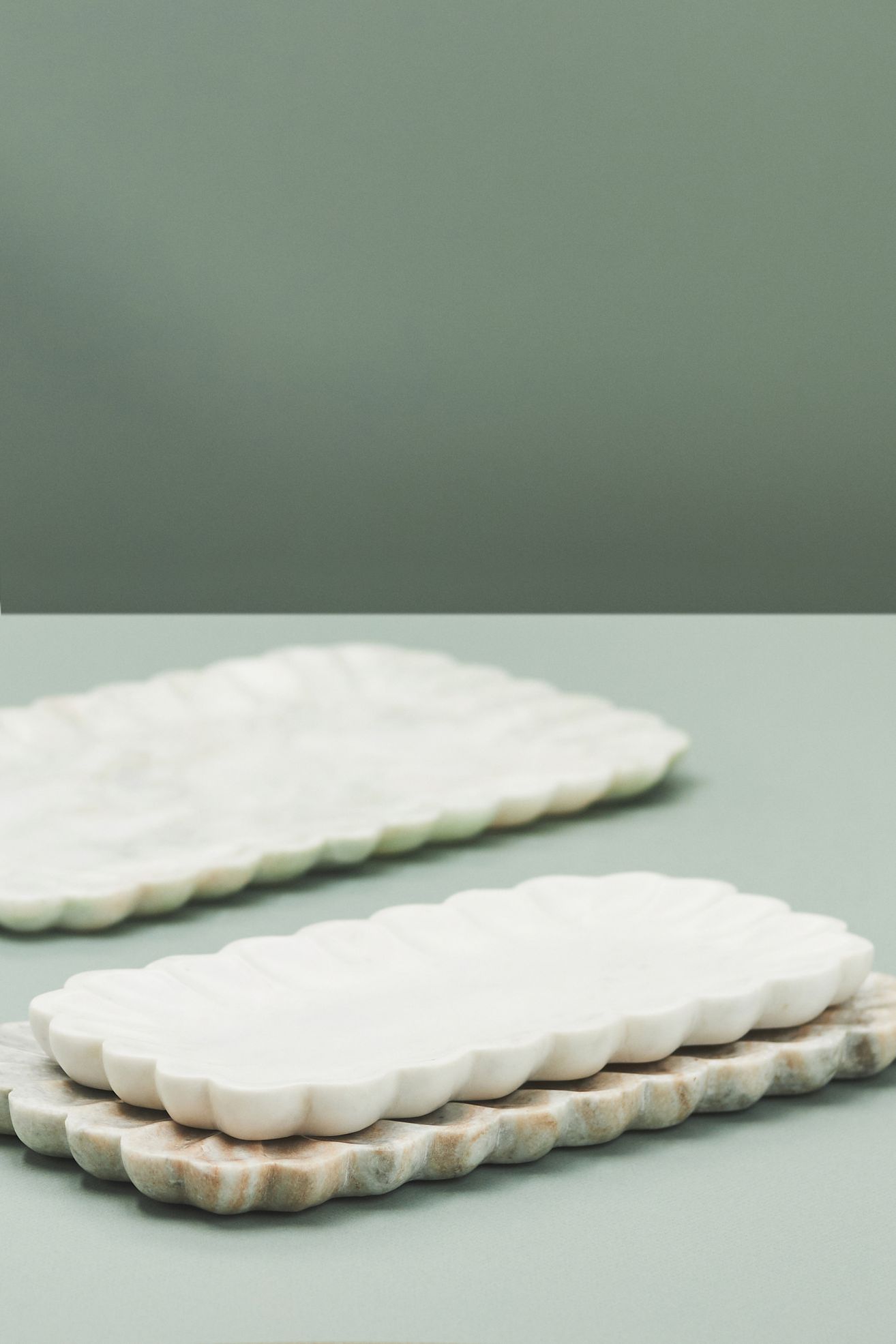 Marble Scalloped Tray - LADY ONYX MARBLE, One Size