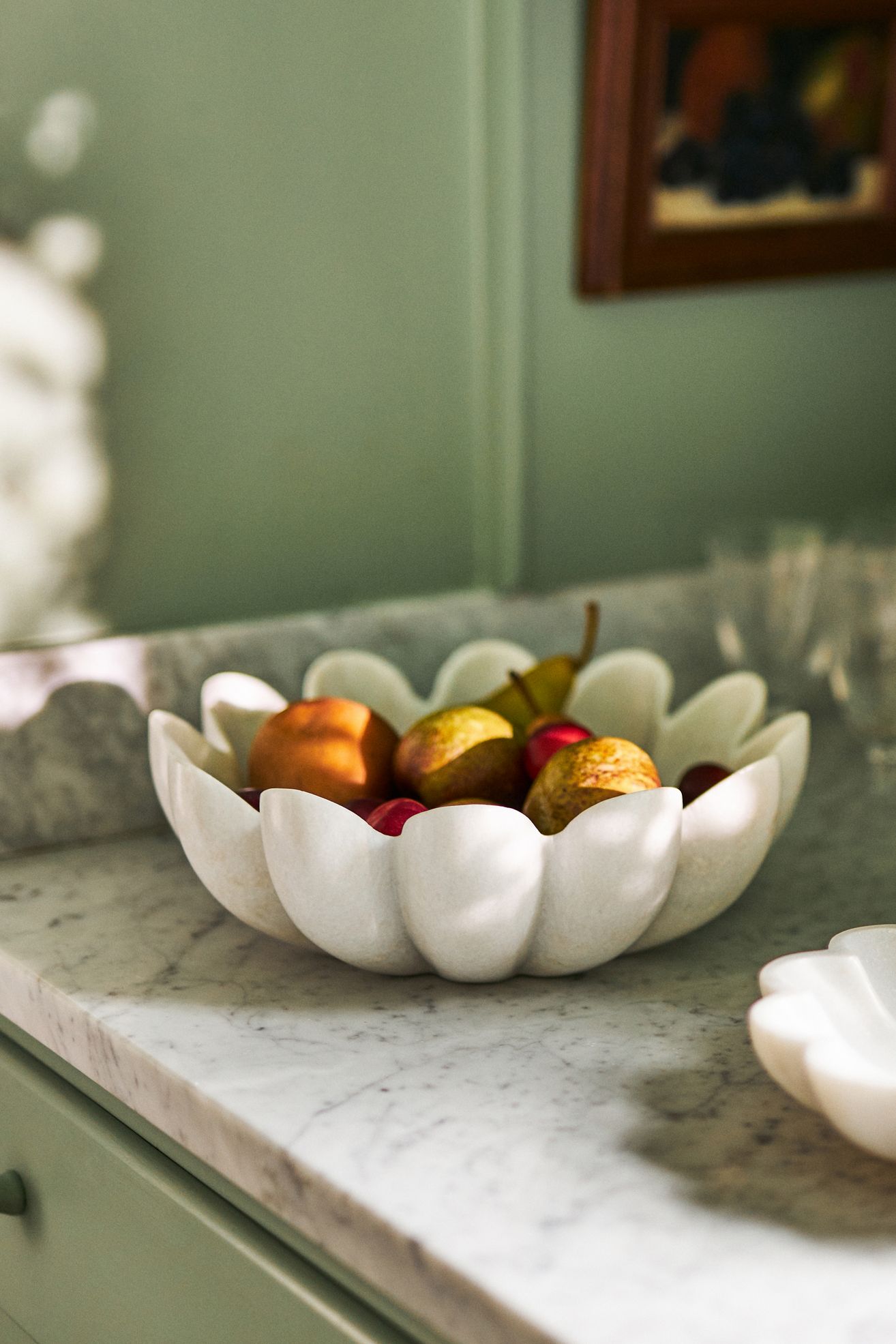 Ruffle Marble Decorative Bowl - White, One Size