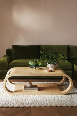 【US直輸入】Anthropologie コーヒーテーブル Anthropologie Cassini Acacia Wood Curve Coffee Table In White