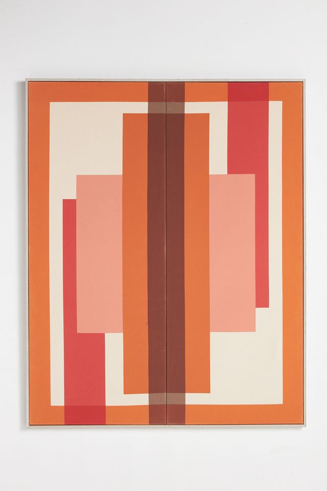 Red Geo Diptych Wall Art #1