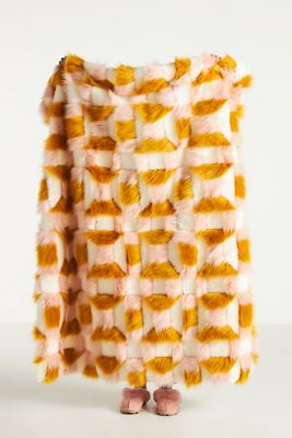 Geo Faux Fur Throw Blanket