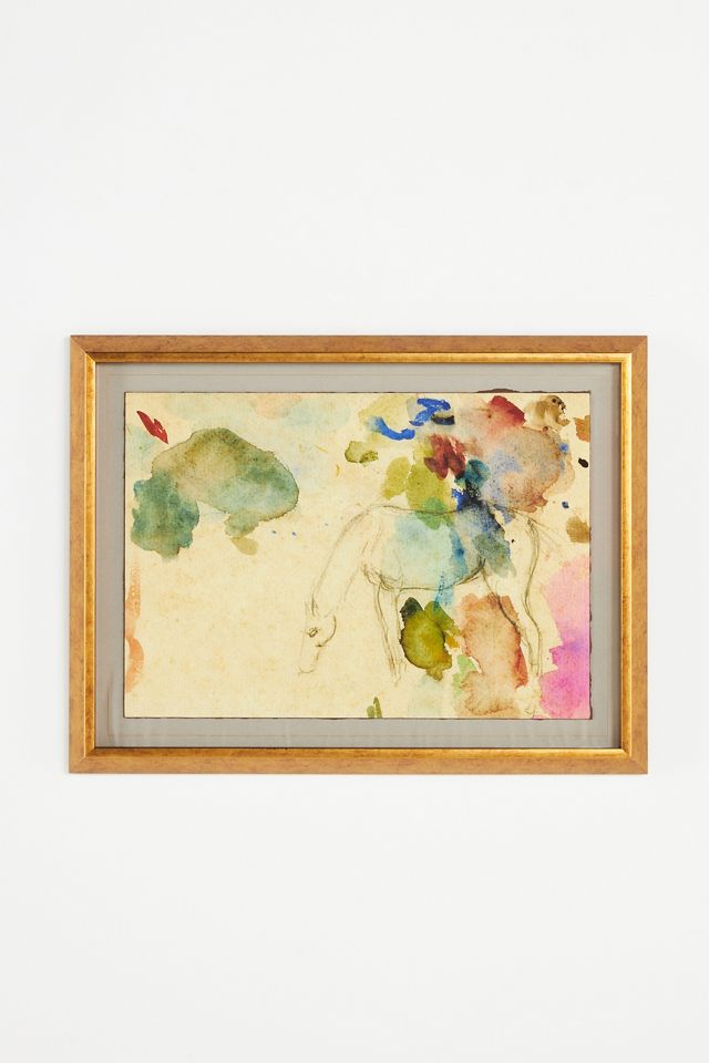 French Watercolor Study of Horse Wall Art #1