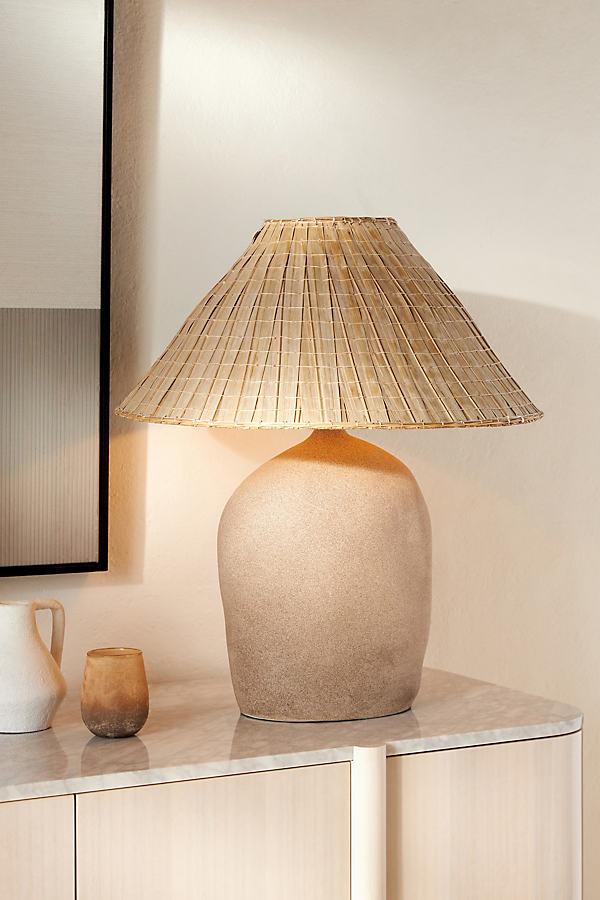 Anthropologie Porcelain Table Lamp In Neutral