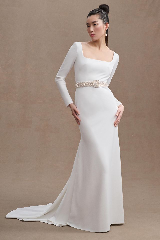 Jenny Yoo Sabel Long Sleeve Crepe Wedding Gown Anthropologie