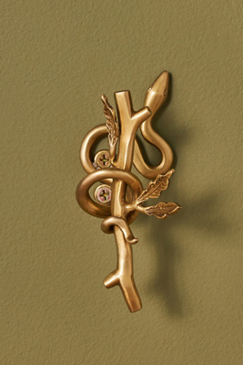 Anthropologie Serpentine Brass Wall Hook In Brown