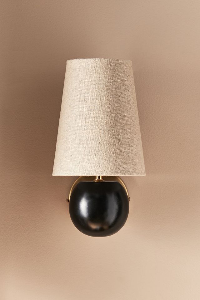 Regina Cotton Shade Mango Wood Sconce Wall Light #2