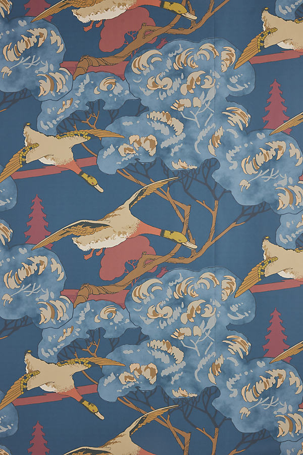 Anthropologie Grand Flying Ducks Wallpaper In Blue