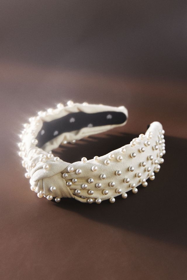 Lele Sadoughi Woven Pearl Knotted Headband | Anthropologie