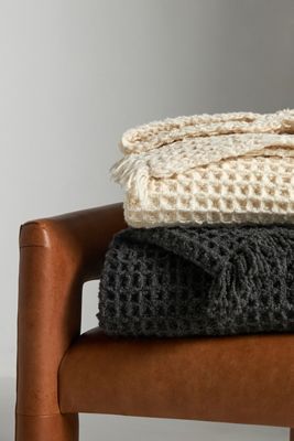 Bouclé Waffle Throw Blanket