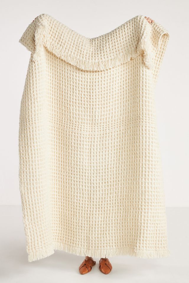 Bouclé Waffle Throw Ivory
