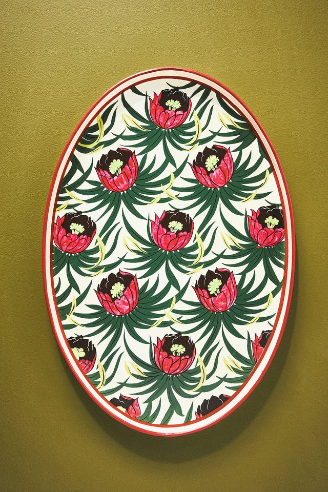 Les Ottomans Handpainted Oval Floral Tray #1