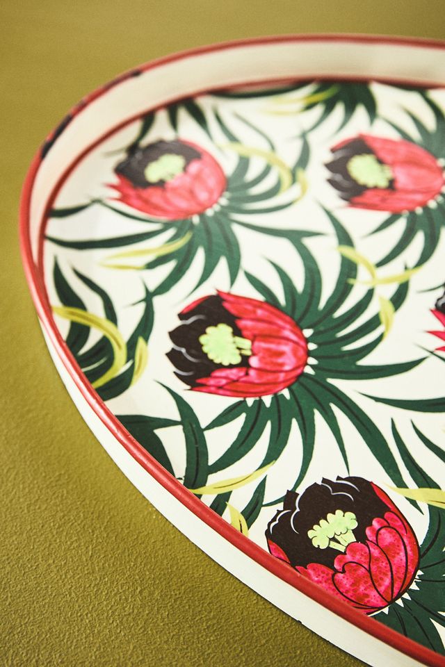 Les Ottomans Handpainted Oval Floral Tray #2
