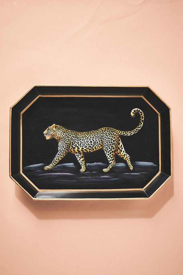 Les Ottomans Handpainted Leopard Tray #1