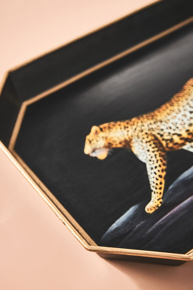 Les Ottomans Handpainted Leopard Tray #2