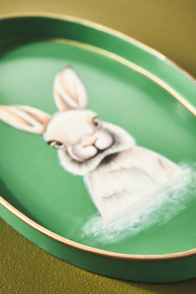 Les Ottomans Handpainted Bunny Tray #1