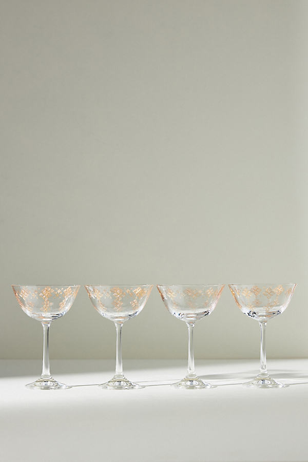 Anthropologie Kenton Coupe Glasses, Set Of 4 By  In Gold Size S/4 Coupe In Yellow