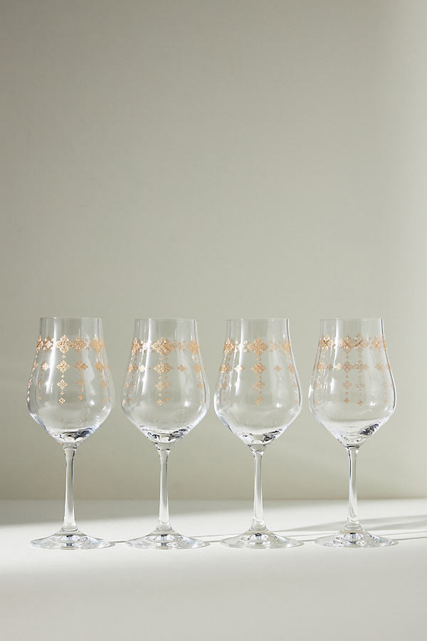 Anthropologie Kenton Wine Glasses, Set Of 4 By  In Gold Size S/4 Red Wine In Yellow