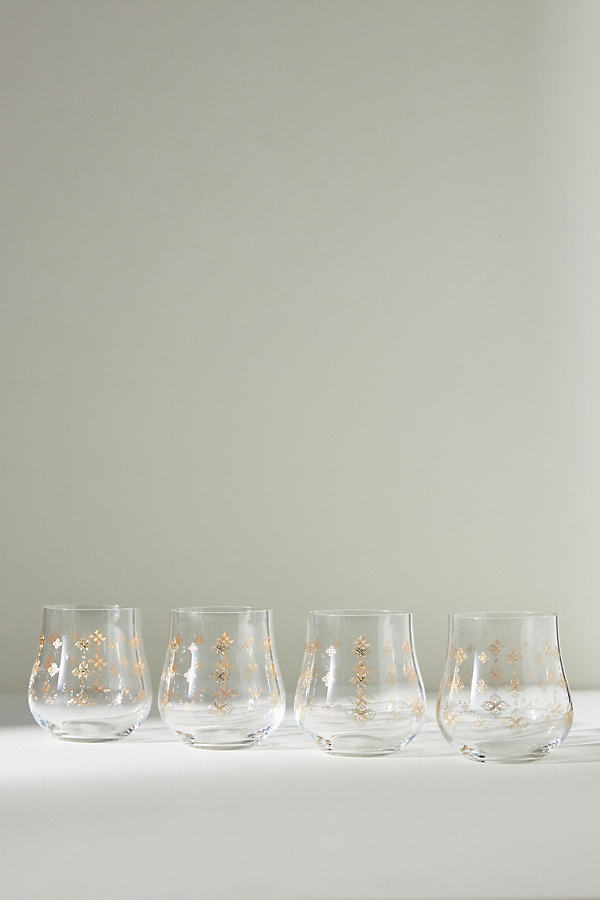 Anthropologie Kenton Stemless Wine Glasses, Set Of 4 By  In Gold Size S/4 Wine Glass In Yellow