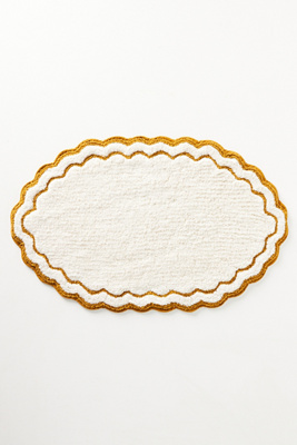 Anthropologie Rosita Scalloped Oval Bath Mat In White