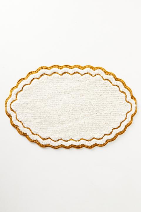 Rosita Cotton Scalloped Oval Bath Mat