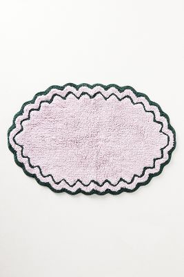 Anthropologie Rosita Scalloped Oval Bath Mat In Purple
