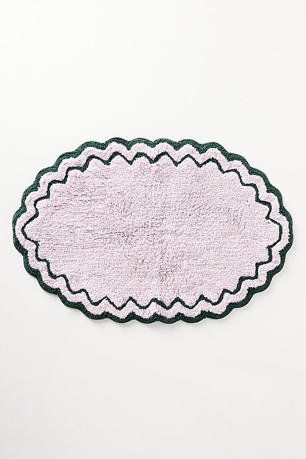 Anthropologie Rosita Scalloped Oval Bath Mat In Purple