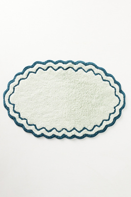 Anthropologie Rosita Scalloped Oval Bath Mat In Mint