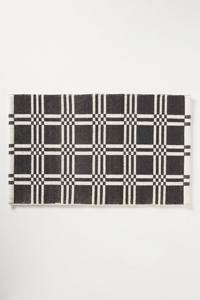 Handwoven Tile Grid Bath Mat #1