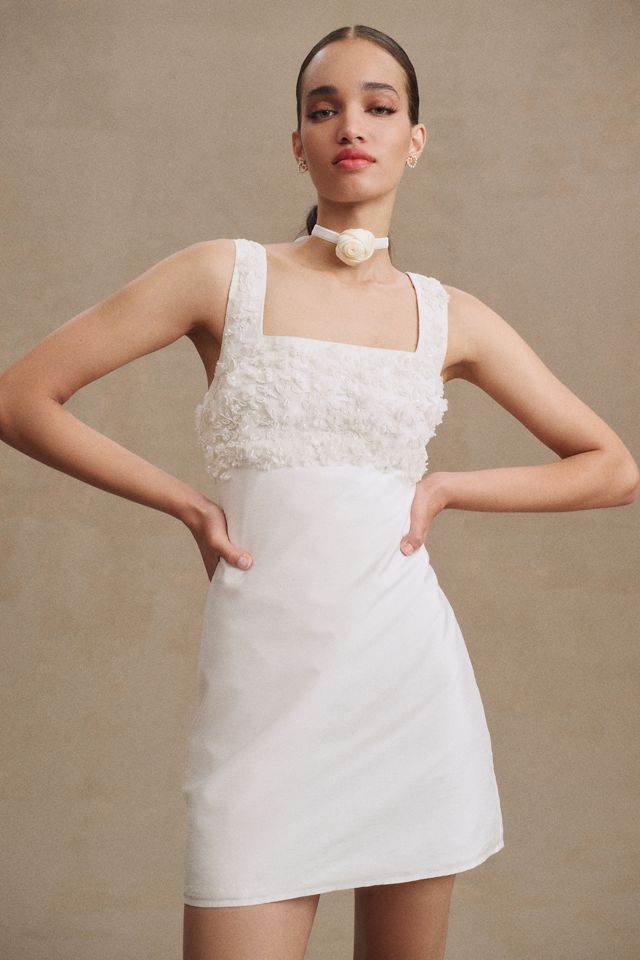 BHLDN Meadow Embellished Square-Neck Mini Dress #3