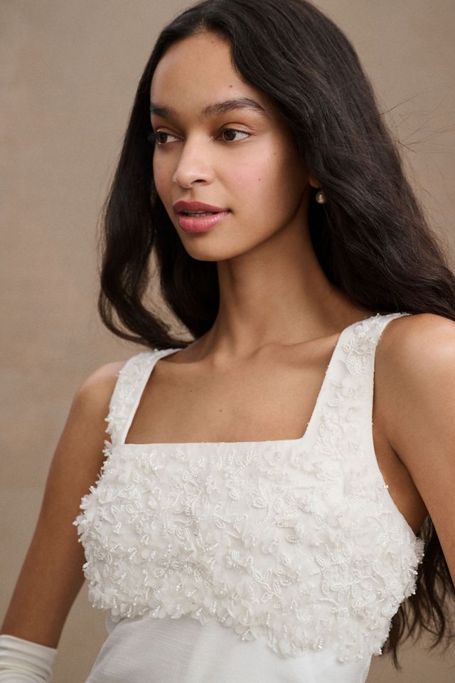 BHLDN Meadow Embellished Square-Neck Mini Dress #1