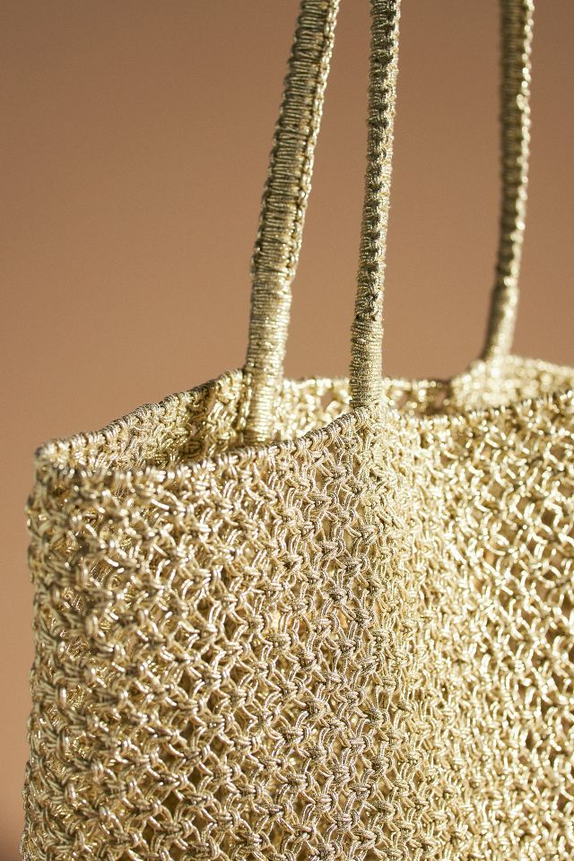 Woven Beach Tote by Anthropologie in Gold, Women's