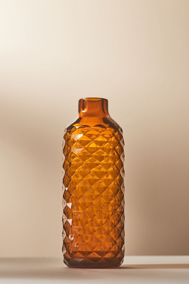 Textured Glass Bottle-Neck Vase #3