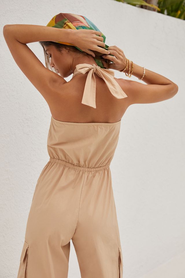 Stateside Poplin Halter Cargo Jumpsuit #1