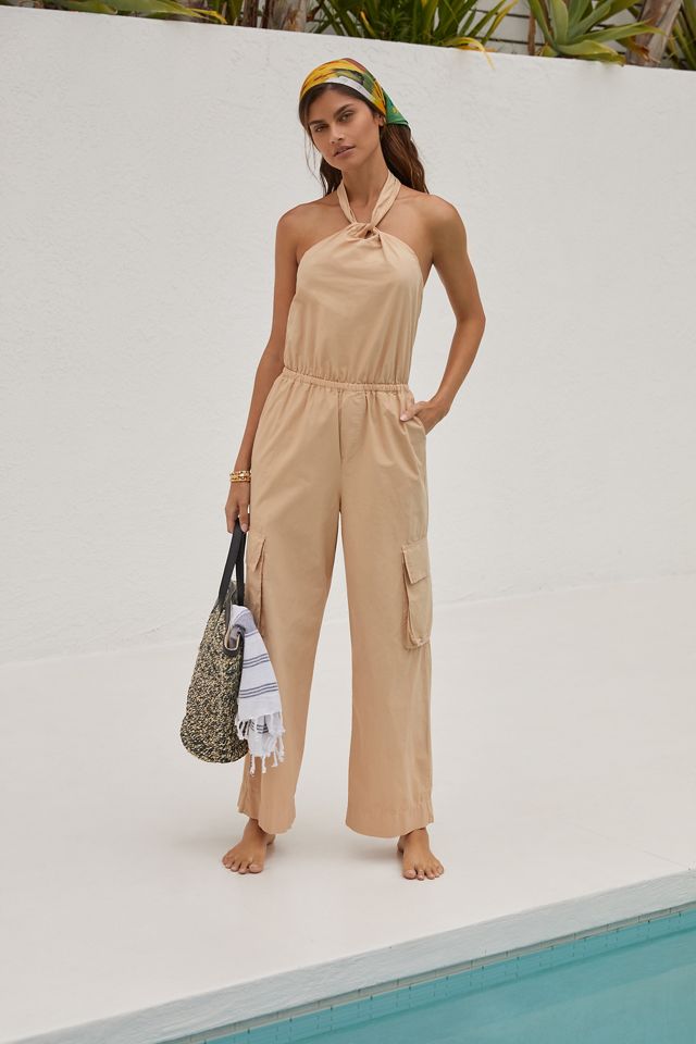 Stateside Poplin Halter Cargo Jumpsuit #3