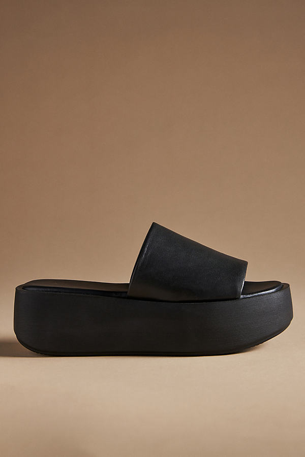 By Anthropologie Platform Slide Sandals In Black