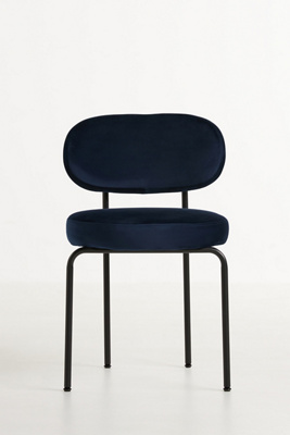 Anthropologie Velvet Tashi Dining Chair In Blue