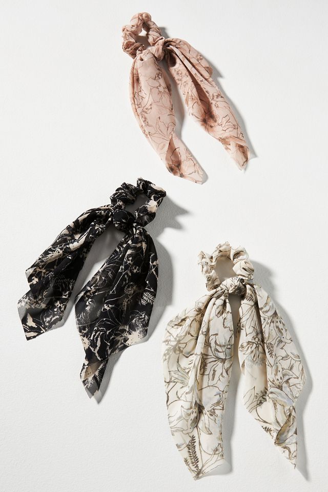 Set of Three Printed Scarf Scrunchies | Anthropologie
