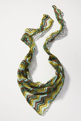 By Anthropologie Retro Crochet Head Scarf In Green