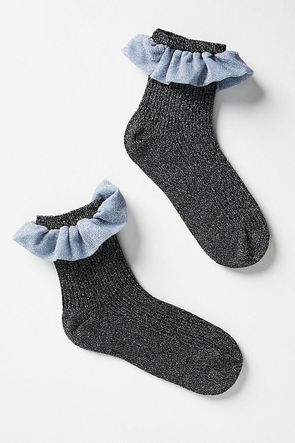 Happy Socks Hysteria By  Carly Ankle Sock In Charcoal