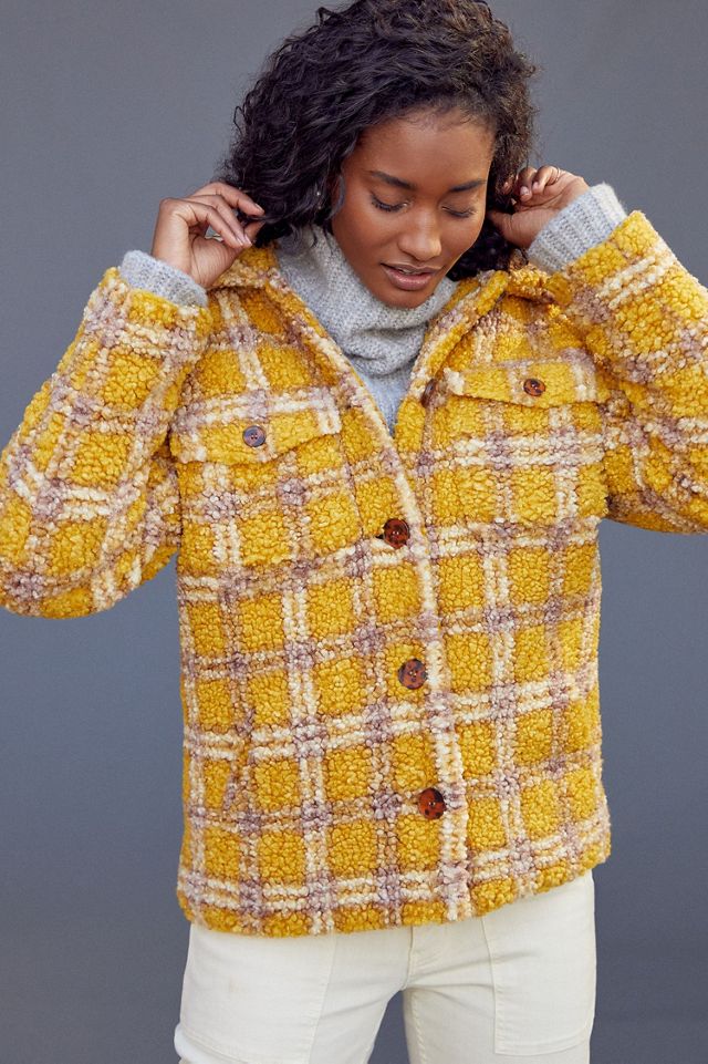 Driftwood Ryan Plaid Sherpa Shirt Jacket | Anthropologie