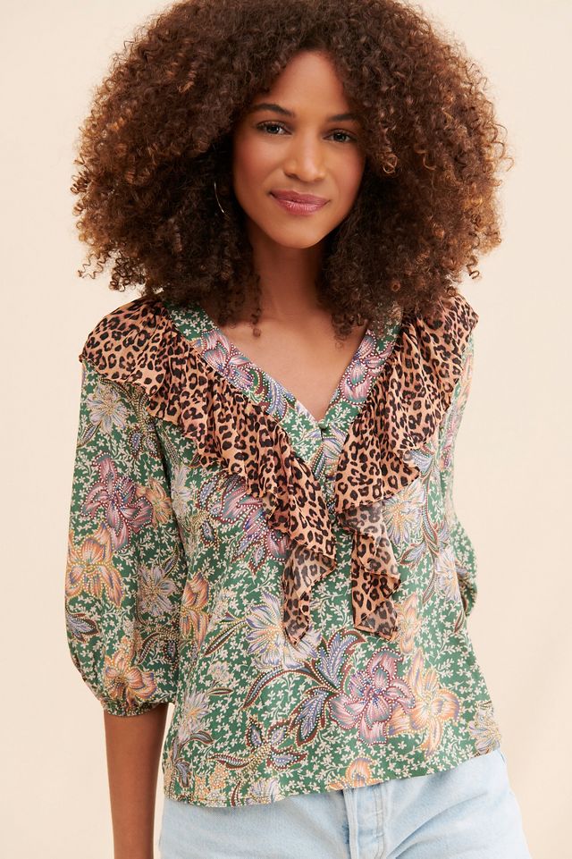 Kachel Mixed Print Peasant Blouse | Anthropologie