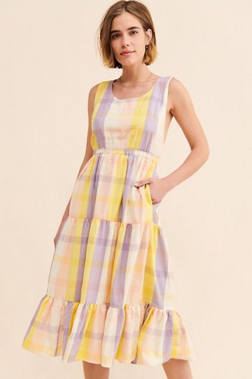 By Anthropologie Tie-Back Midi Apron Nap Dress