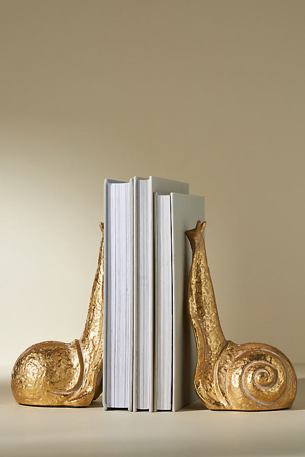 Anthropologie Gilded Snail Bookends In Gold
