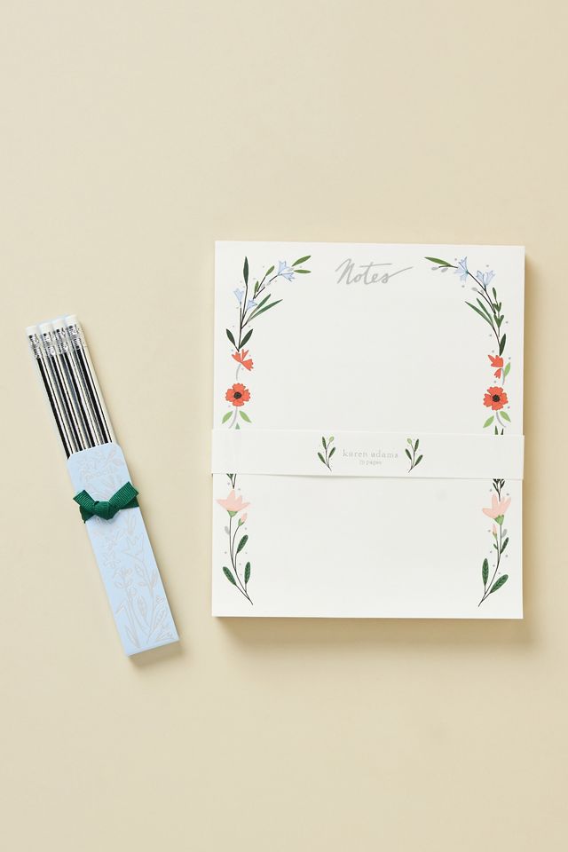Floral Notepad & Pencil Set #1