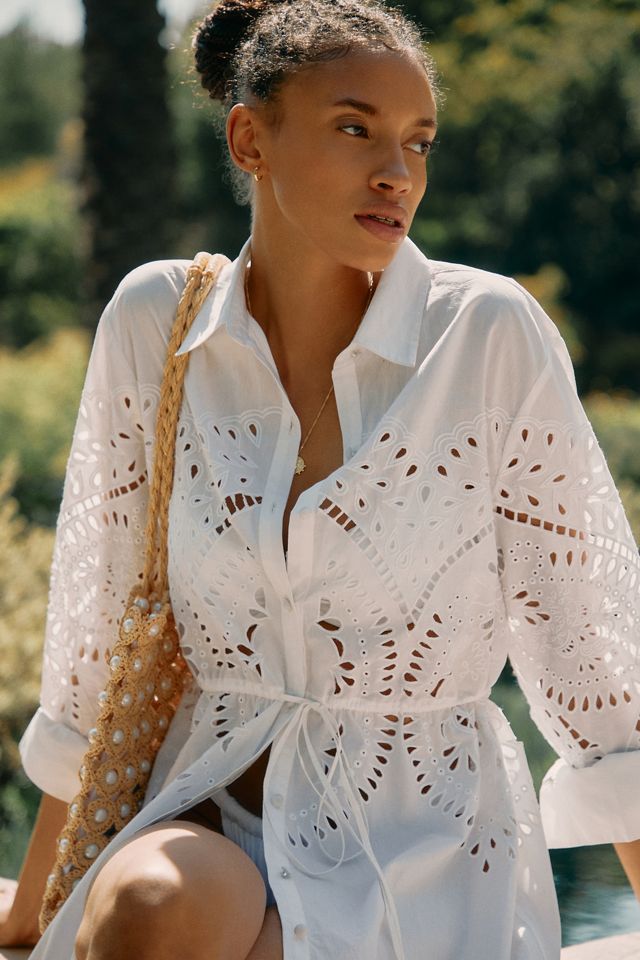 Hemant & Nandita Eyelet Midi Shirt Dress #2