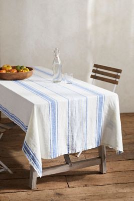 Tuscan Stripe Linen Tablecloth