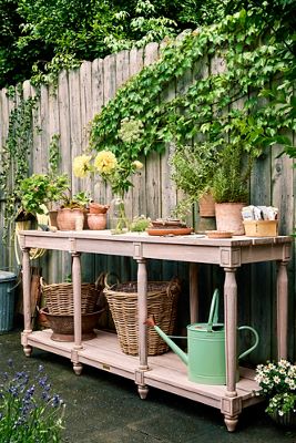 Turned Leg Teak Console