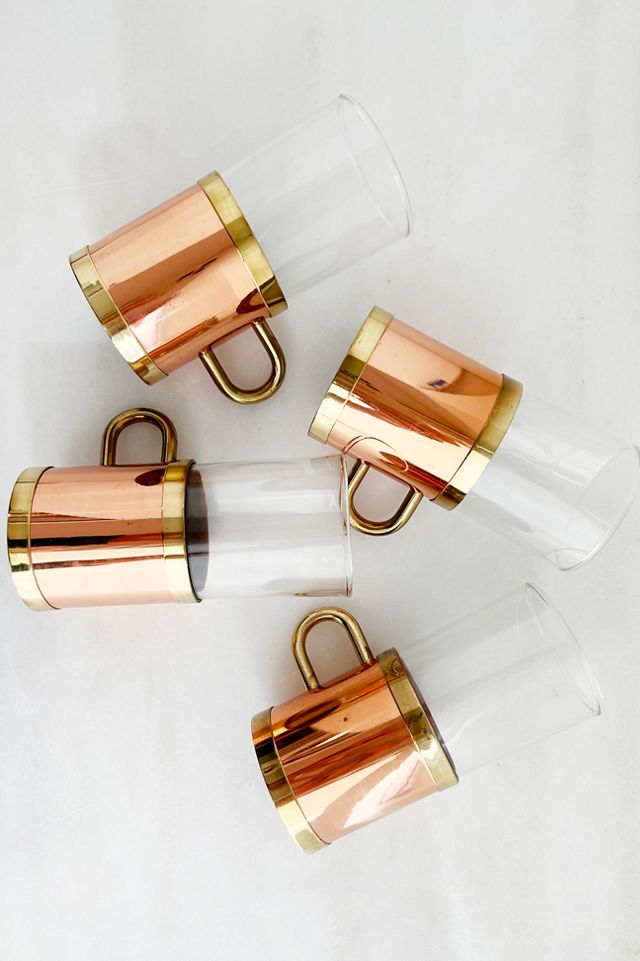 Old Flame Candle Co. Vintage Hot Beverage Mugs with Copper + Brass Sleeves #1