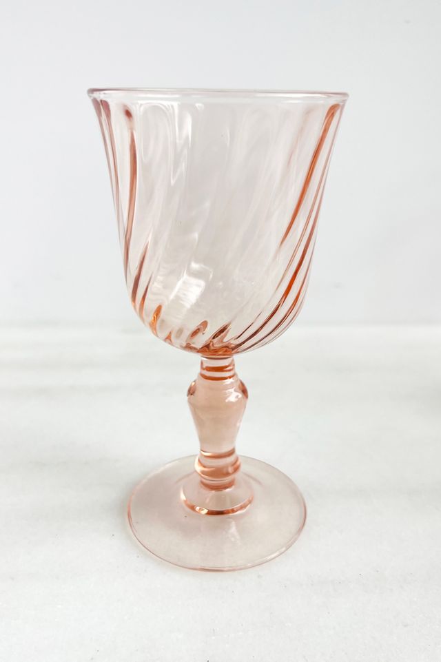 Old Flame Candle Co. Vintage Pink French Arcoroc Wine Glasses, Set of 6 #2